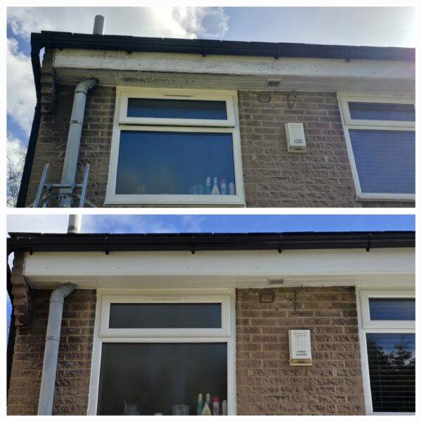 Before and after roof and gutter cleaning by Trusted Cleanerz Ltd in Leeds, West Yorkshire