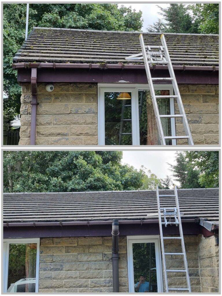 Roof cleaning before and after in Bradford