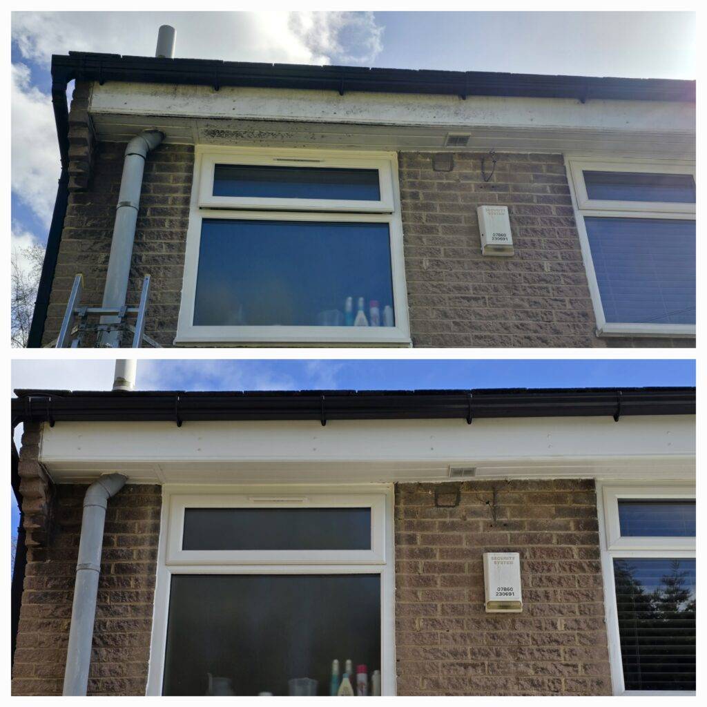 Fascia, soffit, and window cleaning before and after in Huddersfield