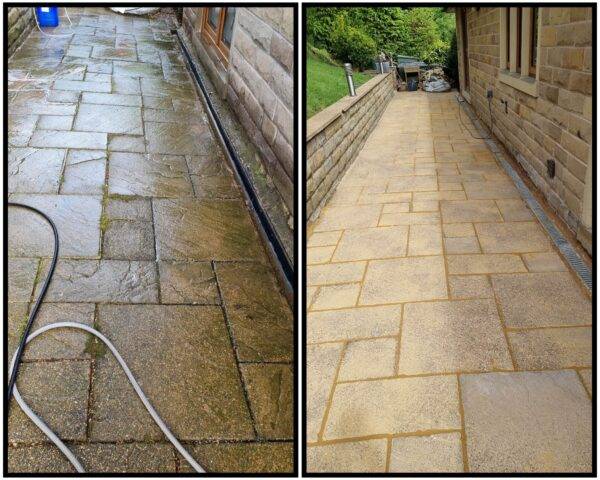 Pressure washing driveway in Huddersfield by Trusted Cleanerz Ltd
