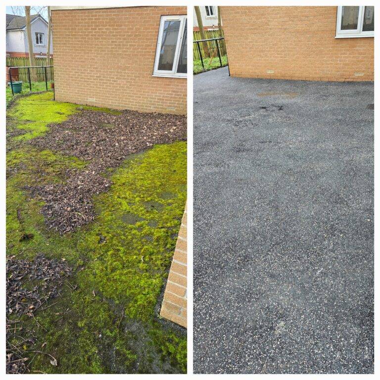 Before and after pressure washing by Trusted Cleanerz Ltd