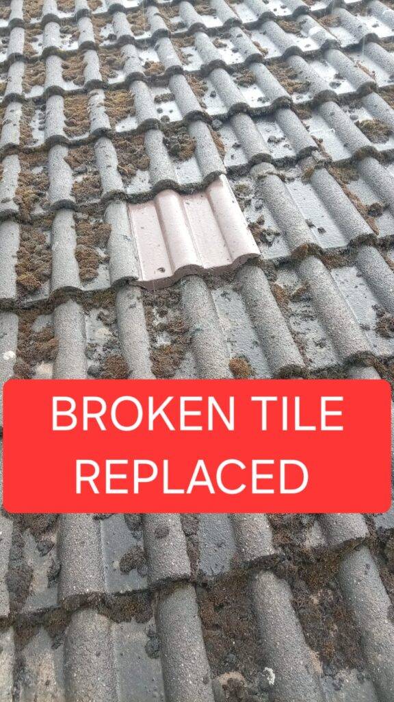 Broken roof tile replaced on a residential property in Halifax.