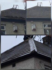 Before and after roof cleaning showing clean roof tiles in Halifax