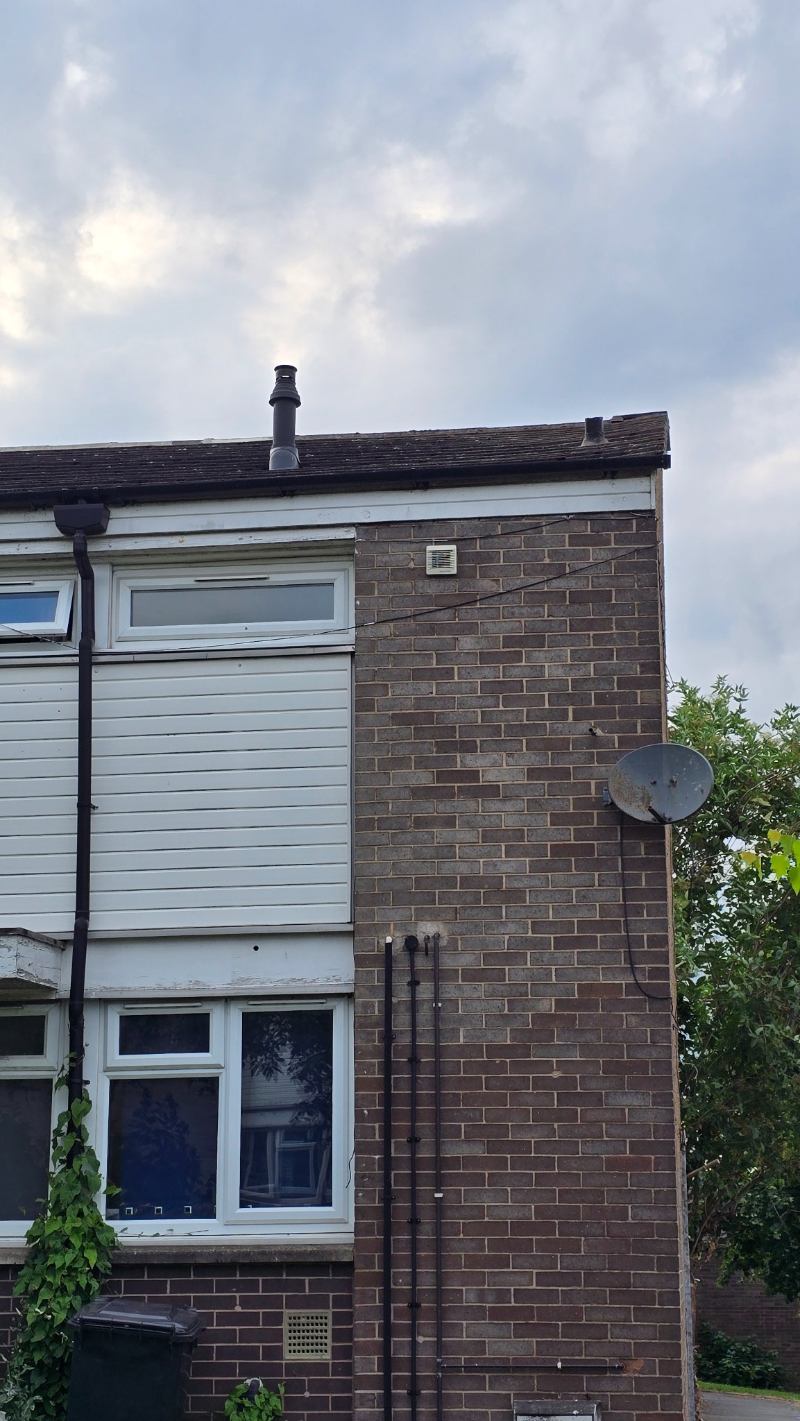 House in Armley, Leeds after ivy removal from the roofline and side wall